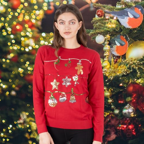 NOROZE Women's Christmas Tops Sweatshirts Sequin Jingle Bells HoHoHo Pug Mrs Claus Xmas Jumper - Style Heist