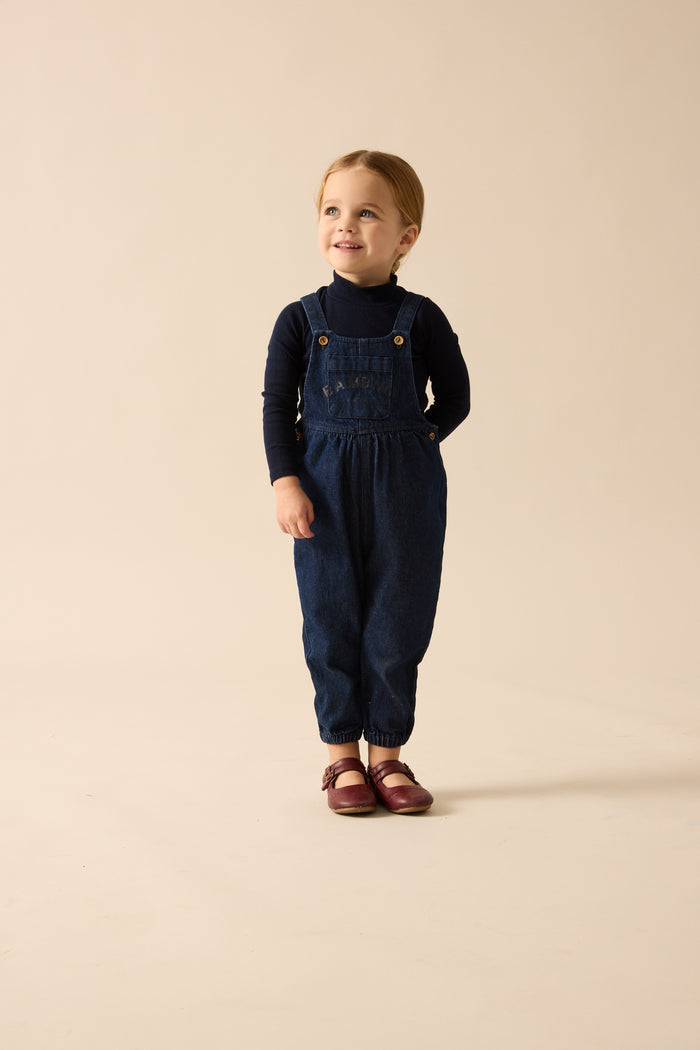 one piece denim day long overalls - blue denim