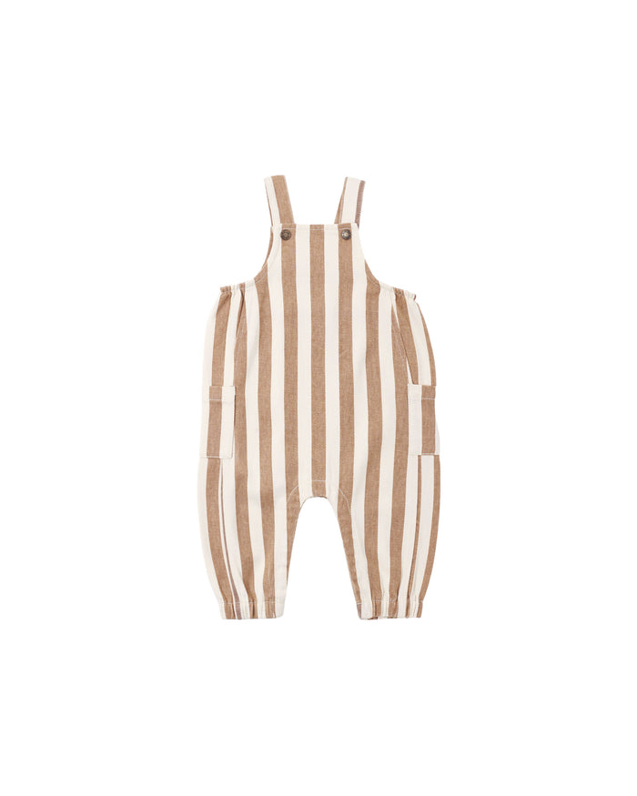 one piece denim long pocket overalls - natural