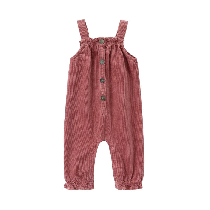 one piece heavy corduroy snap romper - pink