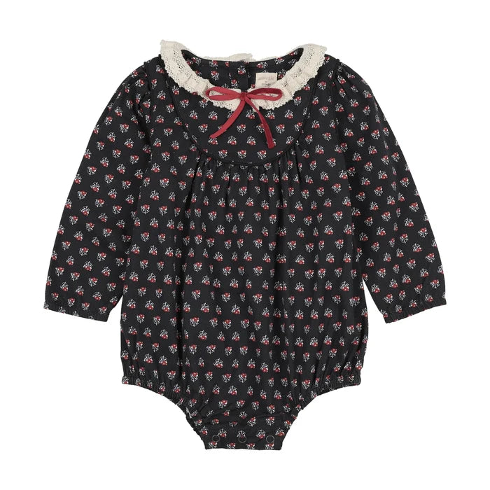 one piece home garden printed romper - navy print