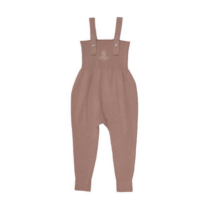 one piece knit overalls - dried rose