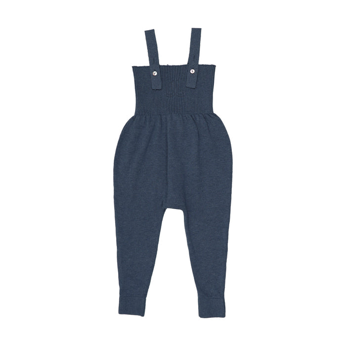 one piece knit overalls - vintage blue