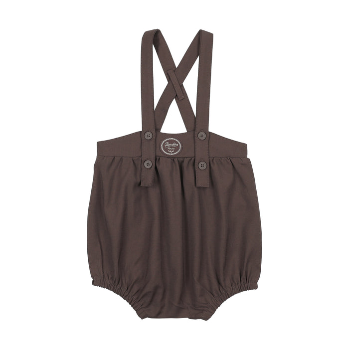 one piece plaid edition bubble romper - chocolate brown