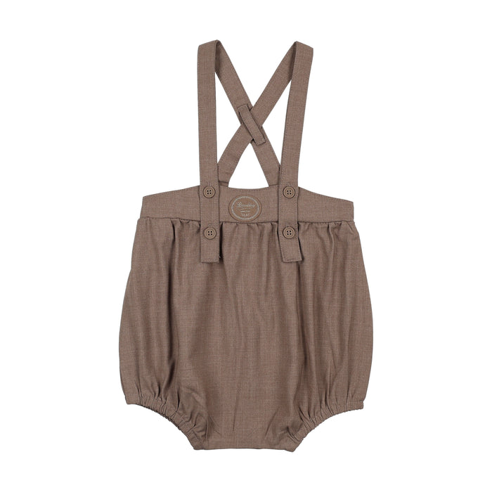 one piece plaid edition bubble romper - misty oat heather