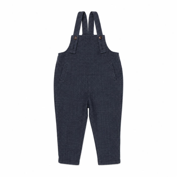 one piece plaid long pocket overalls - blue