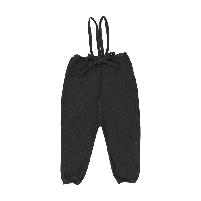 one piece rugged threads bubble suspender - black denim