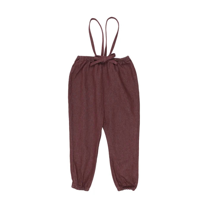 one piece rugged threads bubble suspender - burgundy denim