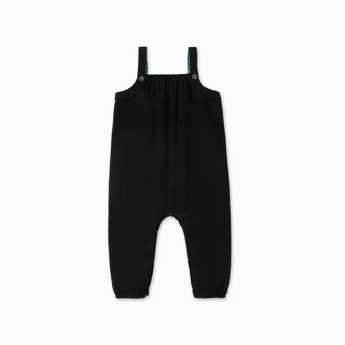 one piece soft corduroy long romper and geometric onesie - black