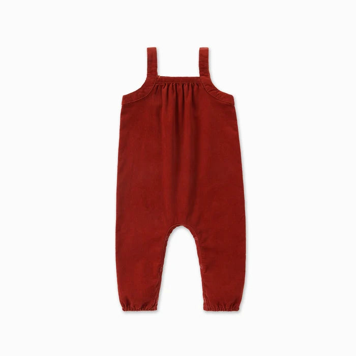 one piece soft corduroy long romper and geometric onesie - red