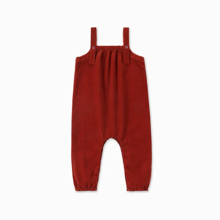 one piece soft corduroy long romper and geometric onesie - red