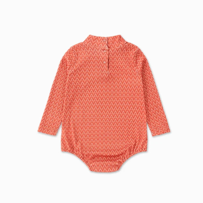 one piece soft corduroy long romper and geometric onesie - red