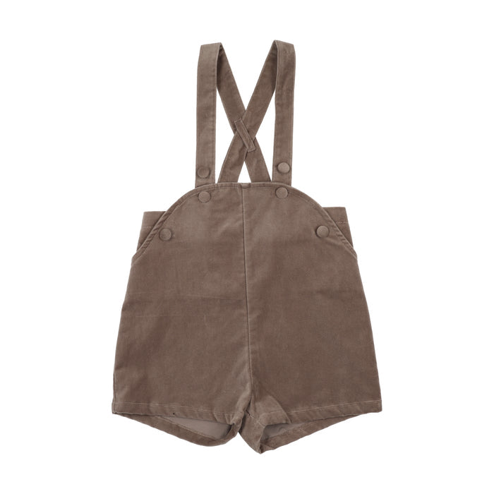 one piece velvet button overalls - misty oat