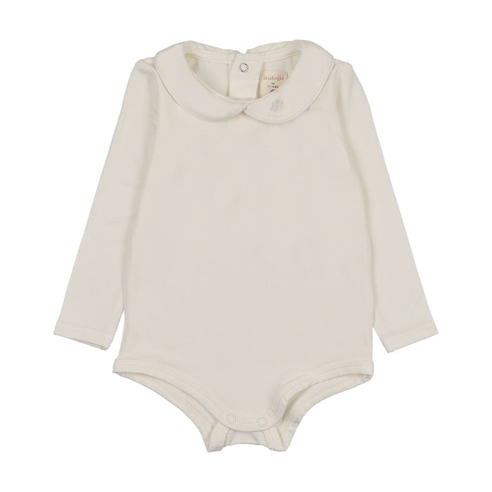 onesie l/s peter pan with piping - cream