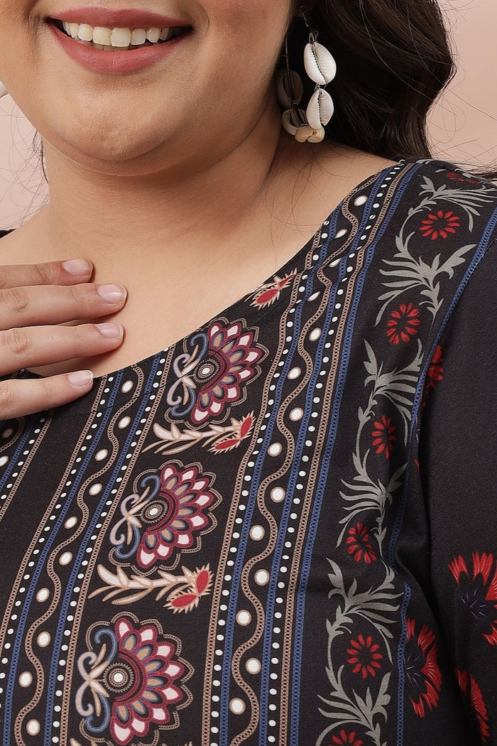 Ornate Black Printed Kurta