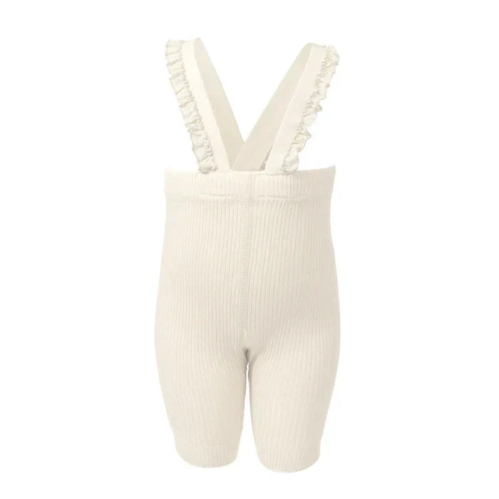 overall ribbed with ruffled suspender short - 202-dusty pink
