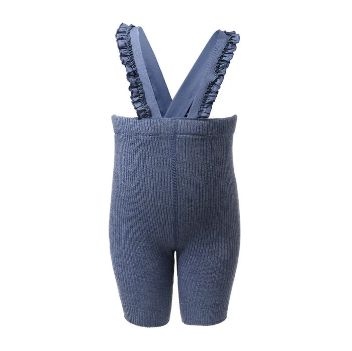 overall ribbed with ruffled suspender short - 202-dusty pink