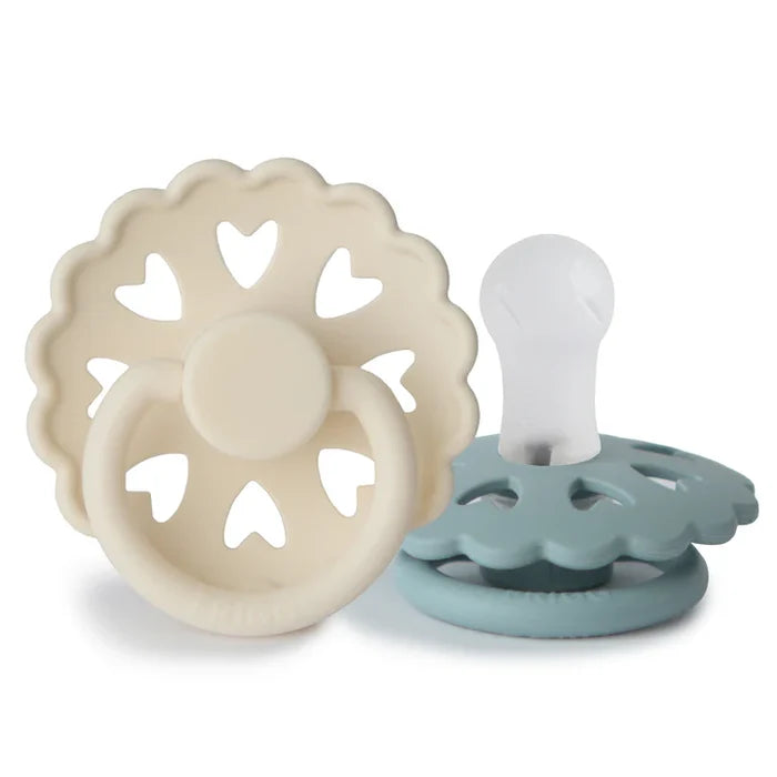 pacifier anderson fairytale silicone rubber 2 pack - cream/stone blue