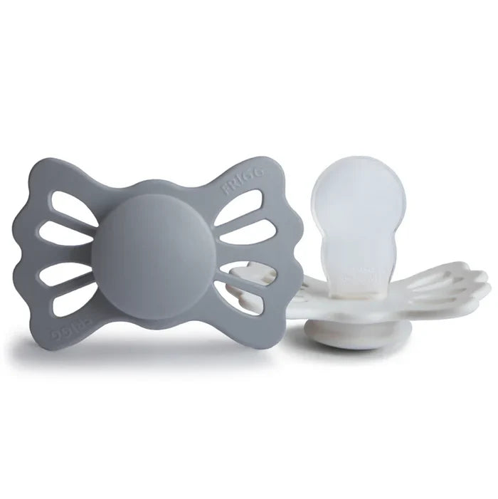 pacifier lucky symmetrical silicone rubber 2 pack - g grey/silver grey