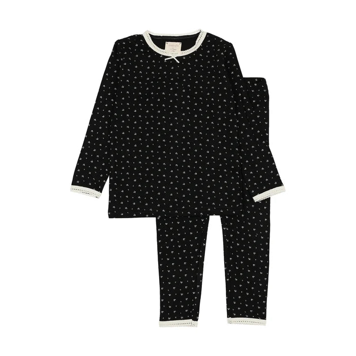 pajamas tiny twig top and pants - black print