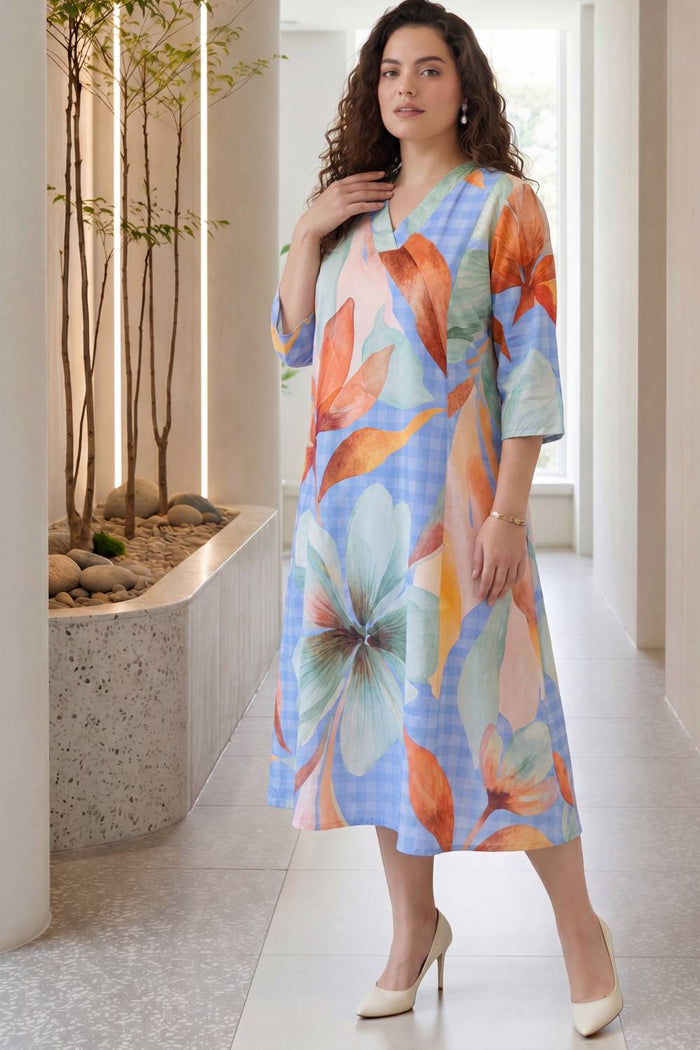 Pastel Bloom Plus Size Midi Dress