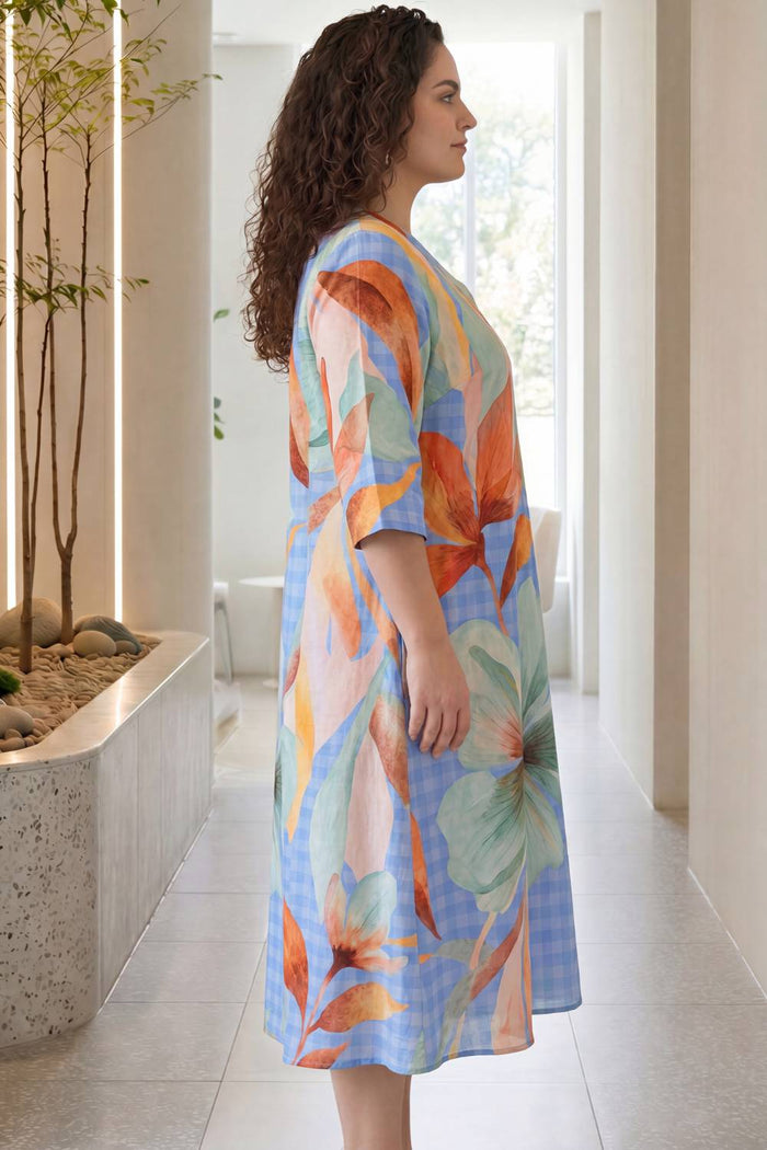 Pastel Bloom Plus Size Midi Dress