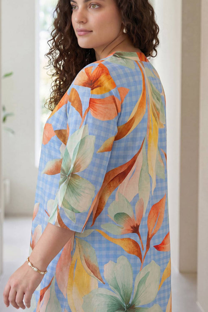 Pastel Bloom Plus Size Midi Dress