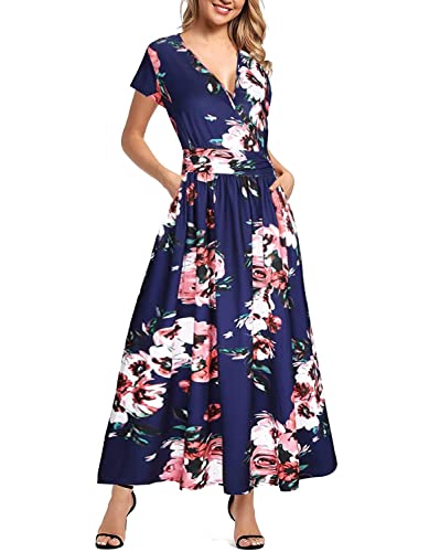 Z07 Floral Pink / Deep V-Neck / L