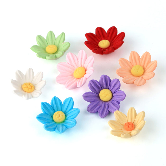 Sugar Daisy Flowers great for decorating cupcakes and cakes.  Edible topper readymade cake decoration.