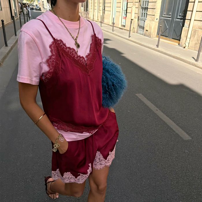 Pink & Burgundy Overlay T-Shirt
