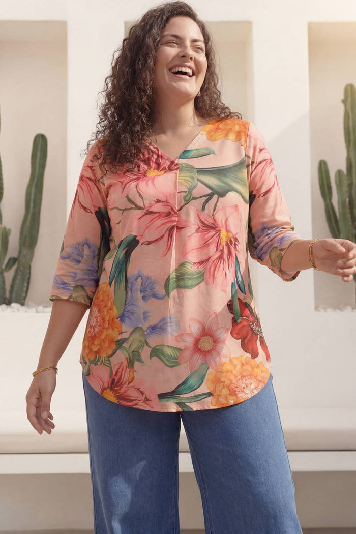 Pink Floral Plus Size Top