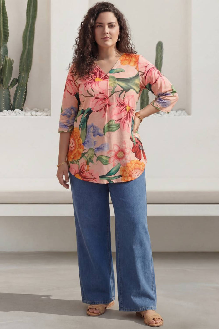 Pink Floral Plus Size Top