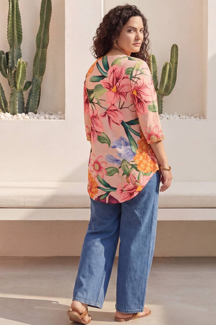 Pink Floral Plus Size Top