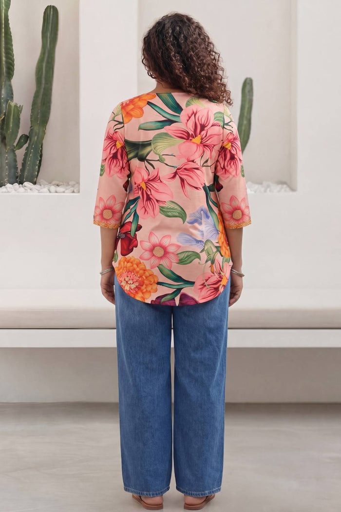 Pink Floral Plus Size Top