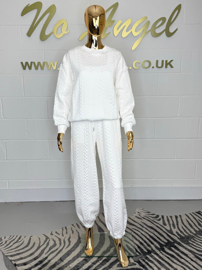 Plait Quilted Detail Cuffed Round Neck Tracksuit Co-ord (2 Colours)