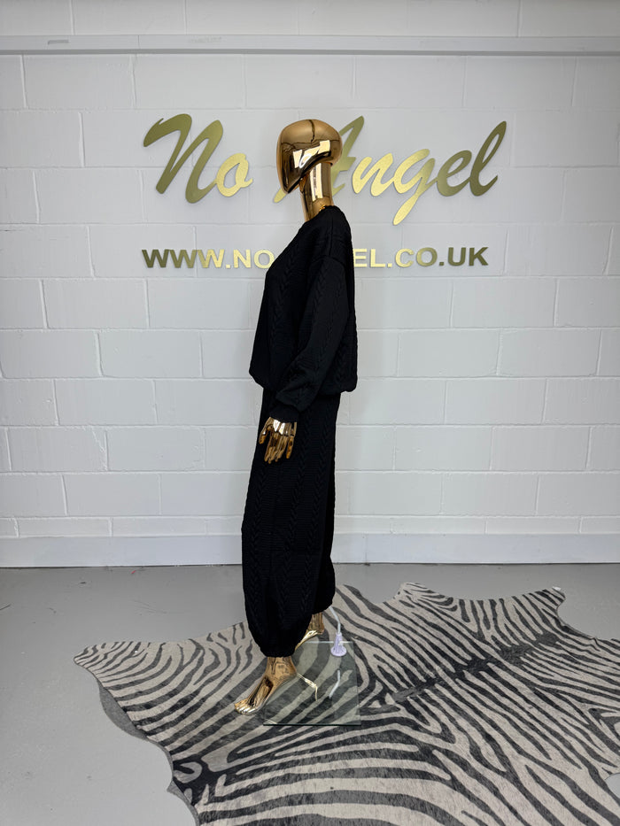 Plait Quilted Detail Cuffed Round Neck Tracksuit Co-ord (2 Colours)