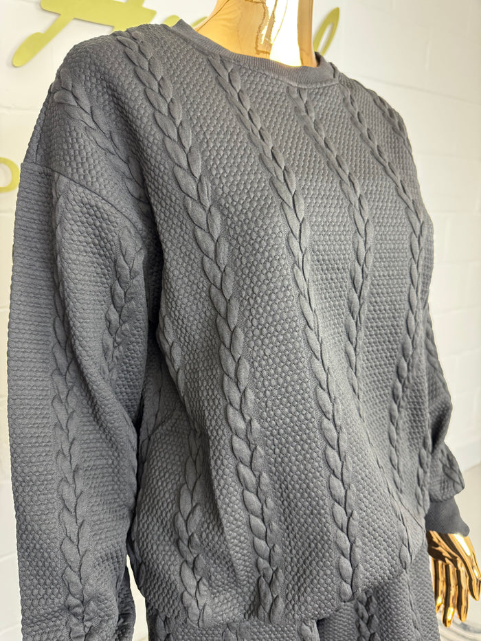 Plait Quilted Detail Cuffed Round Neck Tracksuit Co-ord (2 Colours)