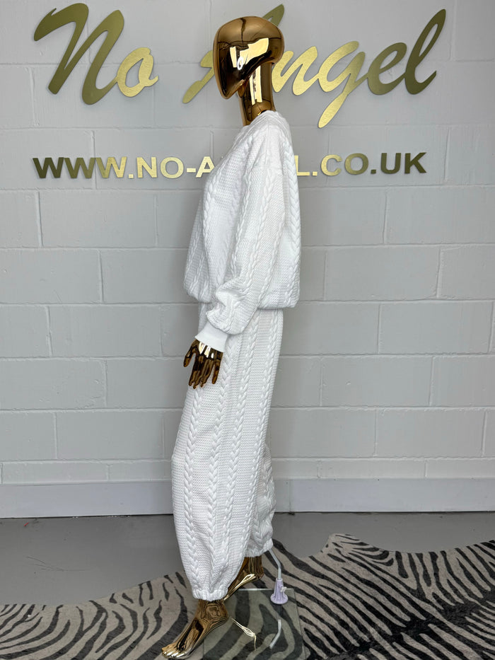 Plait Quilted Detail Cuffed Round Neck Tracksuit Co-ord (2 Colours)