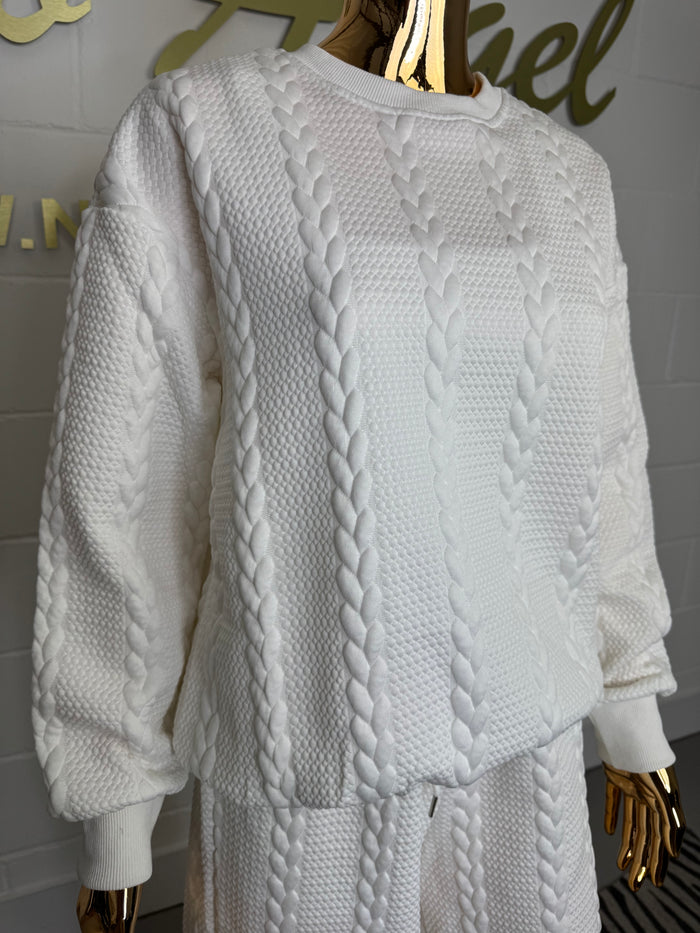 Plait Quilted Detail Cuffed Round Neck Tracksuit Co-ord (2 Colours)