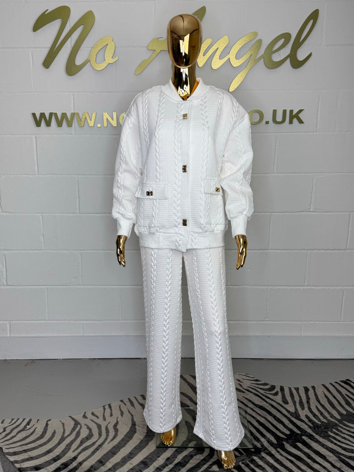 Plait Quilted Detail Gold Hardware Straight Leg Co-Ord (2 Colours)