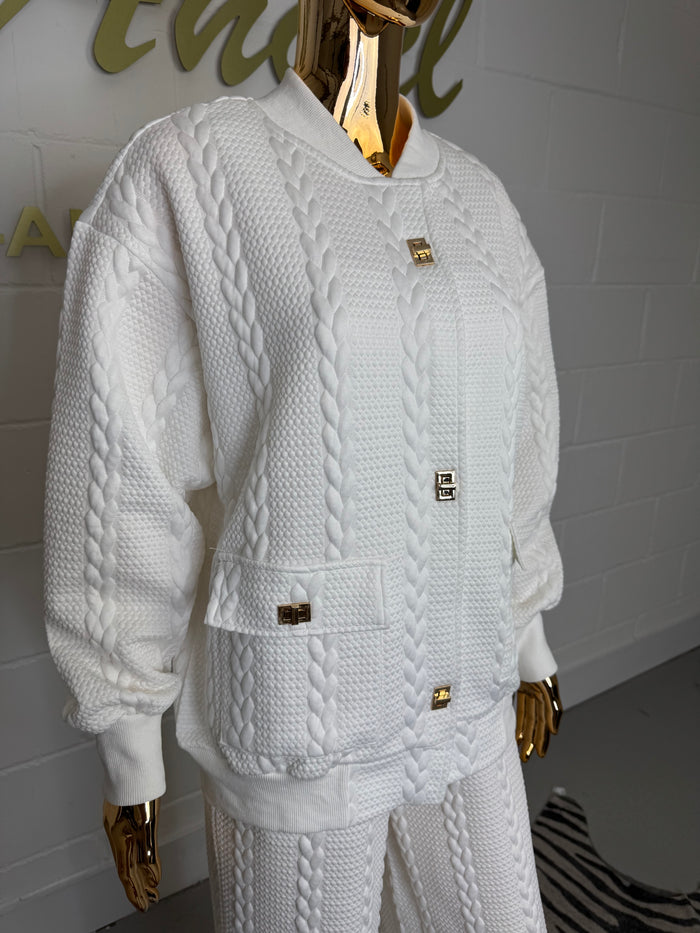 Plait Quilted Detail Gold Hardware Straight Leg Co-Ord (2 Colours)