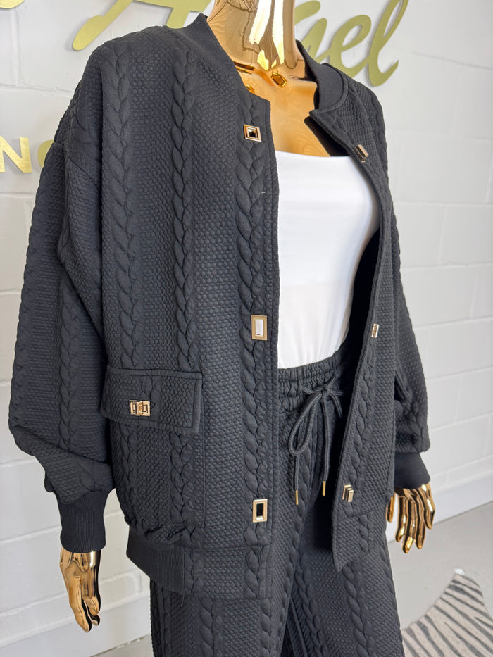 Plait Quilted Detail Gold Hardware Straight Leg Co-Ord (2 Colours)
