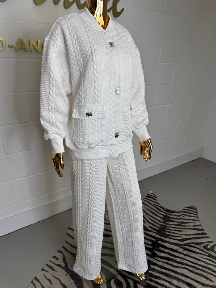 Plait Quilted Detail Gold Hardware Straight Leg Co-Ord (2 Colours)