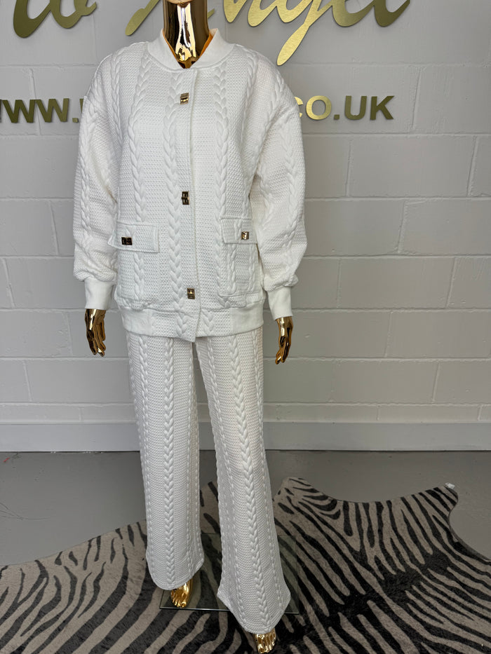Plait Quilted Detail Gold Hardware Straight Leg Co-Ord (2 Colours)