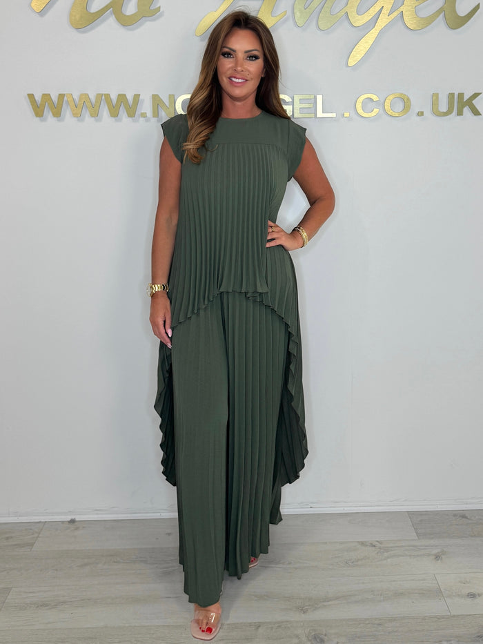 Pleated High Low Top & Trouser Co-ord (5 Colours)