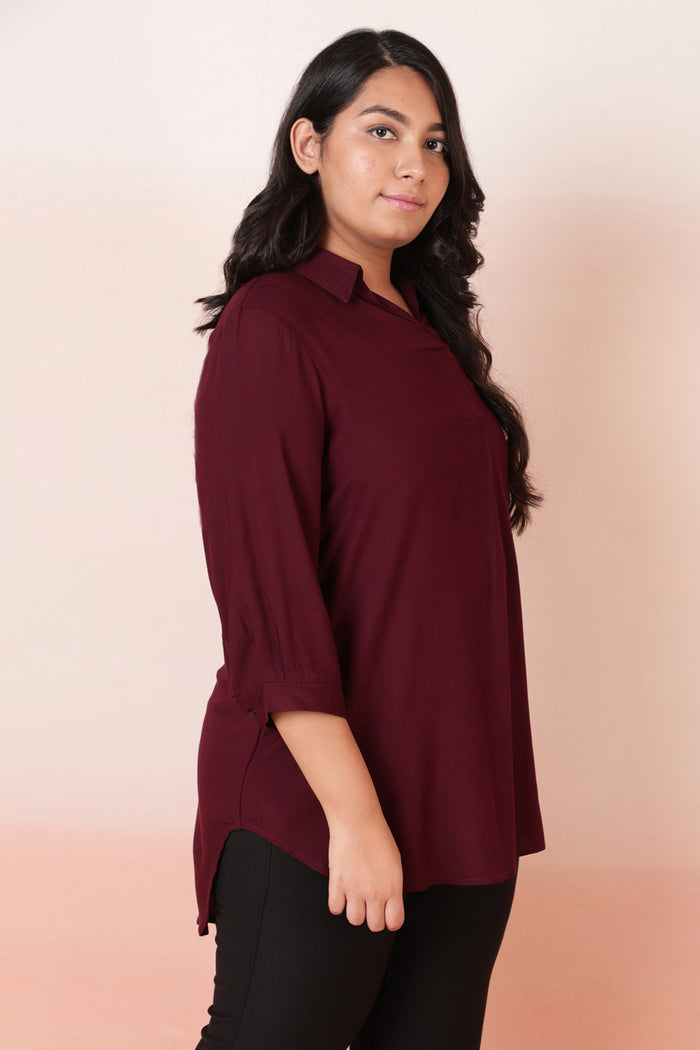 Plum Centre Pleat Top
