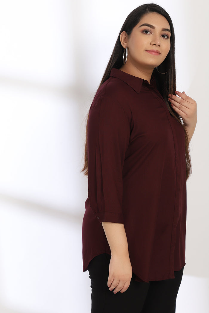 Plum Round Hemline Shirt