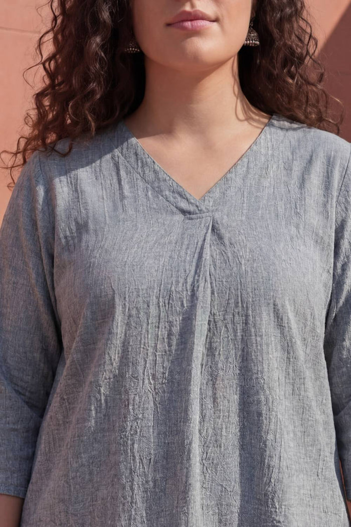 Plus Size Acid Wash Denim Cotton Top