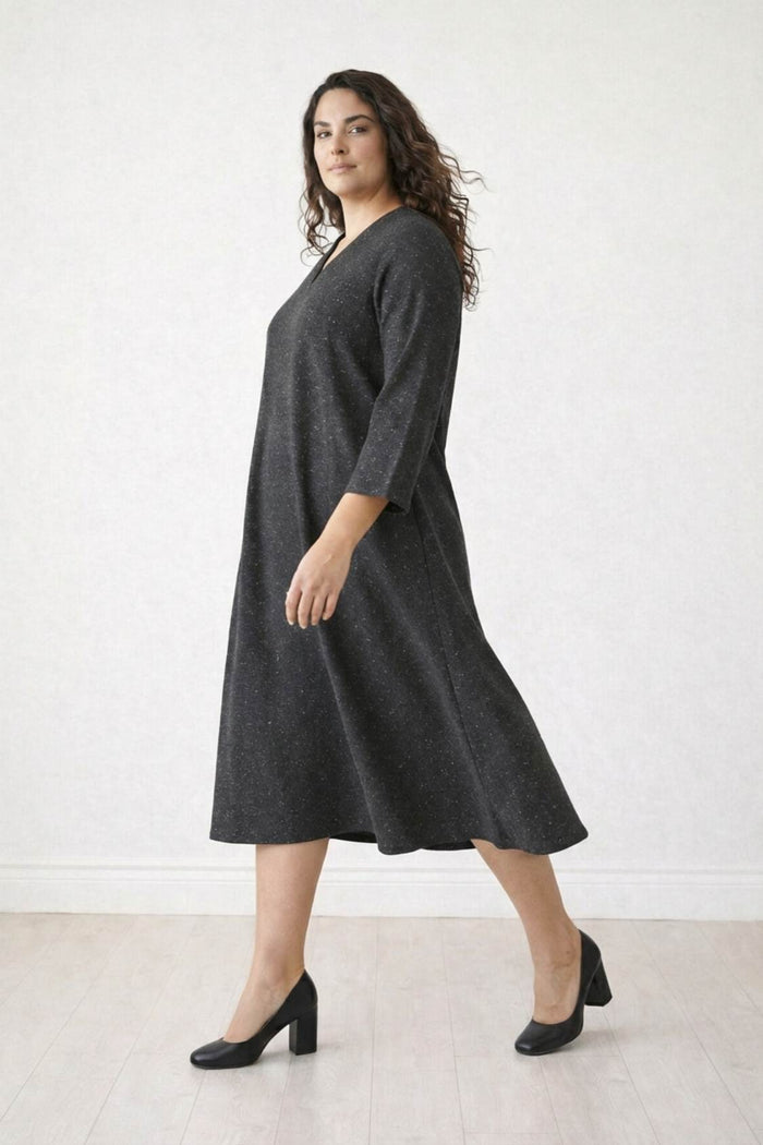 Plus Size Ash Black Denim Cotton Dress
