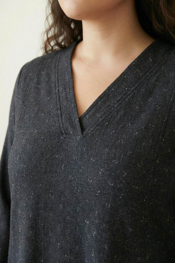 Plus Size Ash Black Denim Cotton Dress